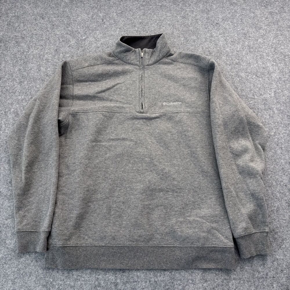 Colombia Mens Fleece Jacket Size Medium Quarter Zip Pullover Long Sleeve Gray